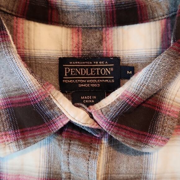 Pendleton Flannel Shirt Women's Size Medium Gray/Black/White EUC VERY NICE!! - Picture 5 of 11